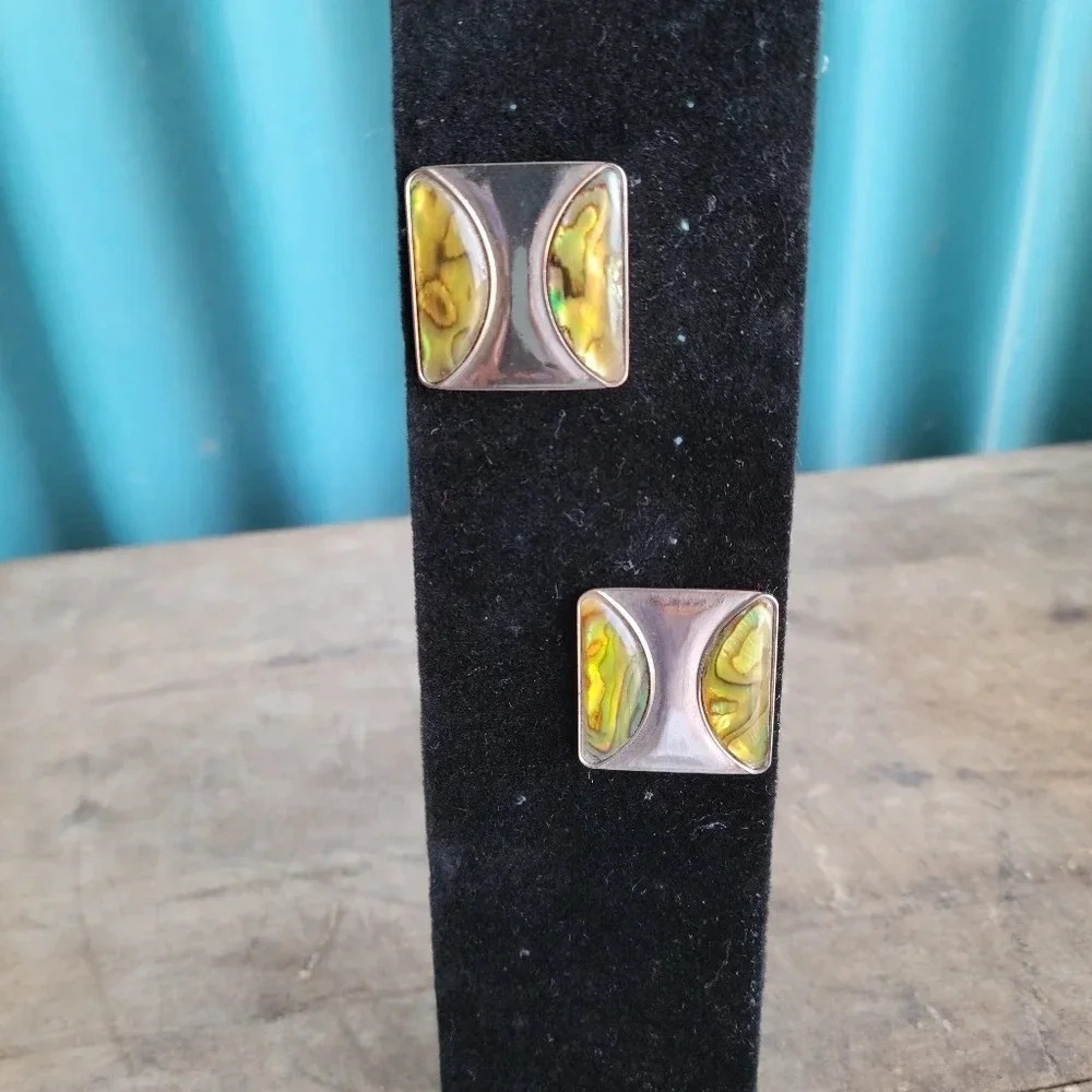 Vintage Shell  and Silver Earrings